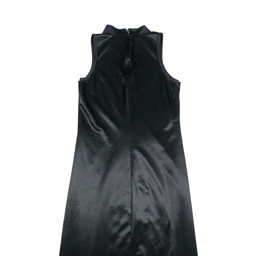 Vintage Diesel Maxi Dress Womens M Black Satin Mock Neck Sleeveless Made Italy - Picture 9 of 11